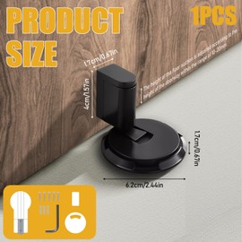 Mechanical Floor Door Stop, Adjustable Height Door Stoppers for Bottom of Door, Upgraded No Magnetic Door Holder to Keep Door Open, No Drilling Metal Door Stopper (Black)