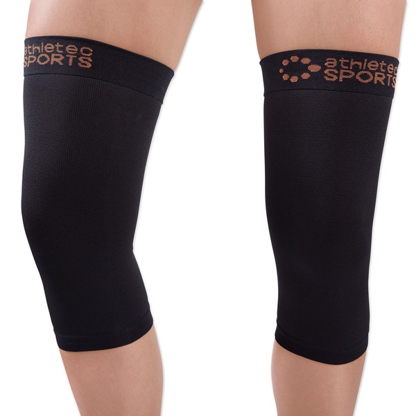 Athletec Sport Knee Compression Sleeve Support (20-30 mmHg) for Joint Pain Relief, Arthritis, Running, Jogging, Sports, and Injury Recovery - Size Medium (Pair)