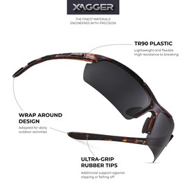 Xagger Polarized Sports Sunglasses for Men Women Wrap Around UV400 Running Baseball Softball Cycling Golf Hiking Fishing Driving Glasses
