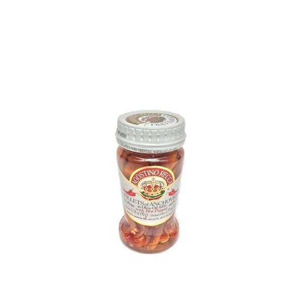 Agostino Recca Fillets of Anchovies in Olive Oil 44% with Hot Pepper 3.18 oz