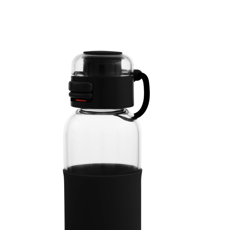 SOMA Glass Water Bottle with Silicone Sleeve, Sport Cap, 17-ounce,