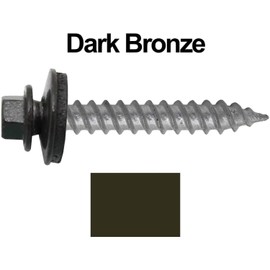 Metal Roofing Screw: (250) 12 x 1-1/2" Dark Bronze Hex Sheet Metal Roof Screw. Sharp Point Metal to Wood siding Screws. 5/8" EPDM Washer.