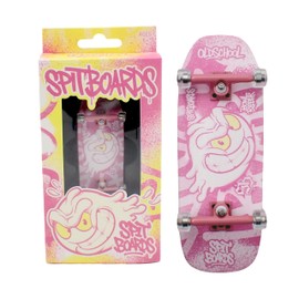 SPITBOARDS 34 mm Fingerboard Oldschool Cruiser Pro Complete Setup, Pre-Assembled 5-Layer Wood, Pro Trucks, Soft Urethane 60D Bearing Wheels, Real-Wear Graphics, Lasered Foam Tape 'Oldschool Slimeball'