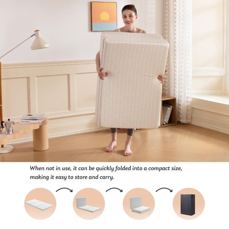 MLILY Folding Mattress, 4 inch Twin XL Tri-fold Memory Foam