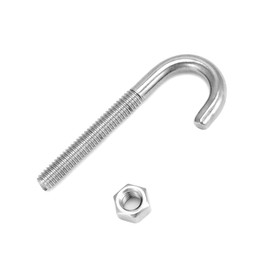 QWORK Steel J-Bolt with Nut, 5/16" x 3" Anchor Bolts, Pack of 10