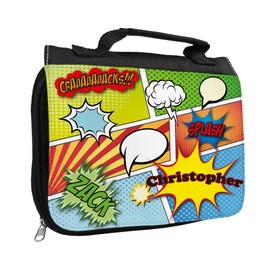 Toiletry Bag with Name Christopher and Comic Design for Boys Toilet Bag with First Name Wash Bag for Children