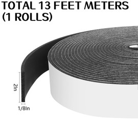 Storystore Foam Insulation Tape Self Adhesive, 2In x 1/8In x 13Ft Weather Stripping for Doors and Windows, Sound Proof Soundproofing Door Seal, Weatherstrip, Air Conditioning Seal Strip
