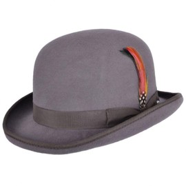 Trenzeo Classic Bowler Derby Hat, Victorian Style, Black, Formal Wear (UK, Alpha, XL, Standard, Drak Gray)