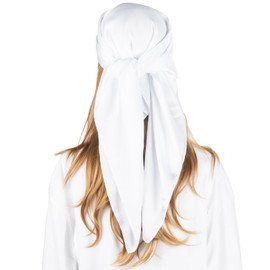 RIIQIICHY 35 Inch White Head Scarf for Women Hair Scarf Like Silk Scarf Square Scarf Bandanas for Women