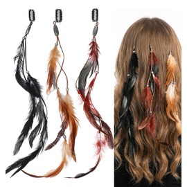 3 Pcs Feather Clips for Hair, Natural Feather Hair Clips