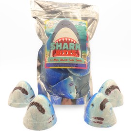 4 Mini Shark Attack Bites Bath Bombs Gift Birthday Present Kids Bathbomb Unique UK Bloodbath Blood Vegan Approved Certified Cruelty Free