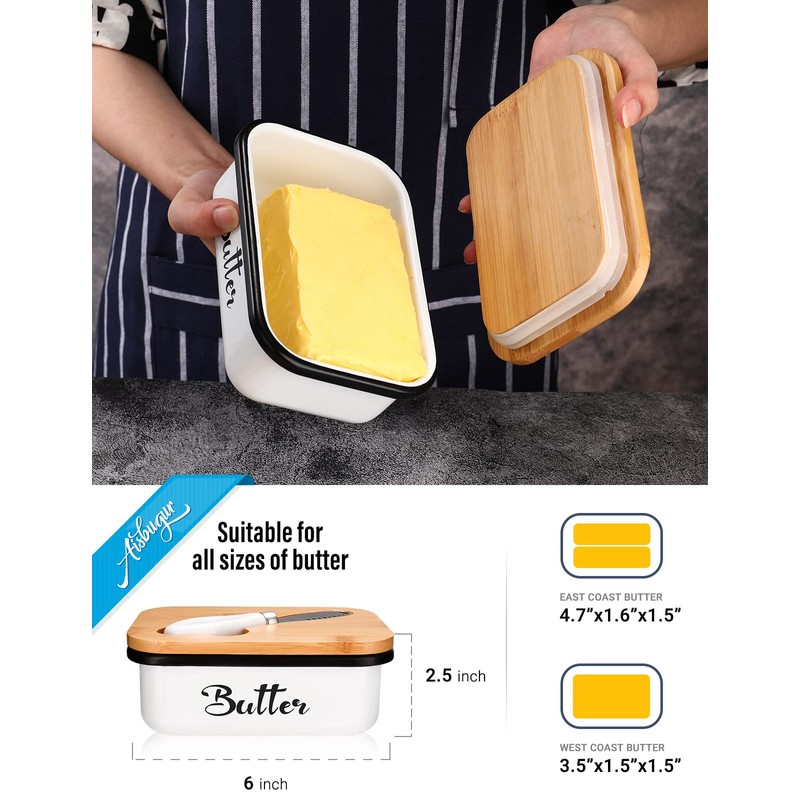 Butter Dish with Lid: Butter Dish for Countertop- AISBUGUR Metal