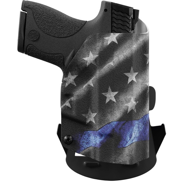 We The People Holsters - Thin Blue Line - Left Hand - OWB Holster Compatible with Springfield Hellcat 3" Micro-Compact 9mm