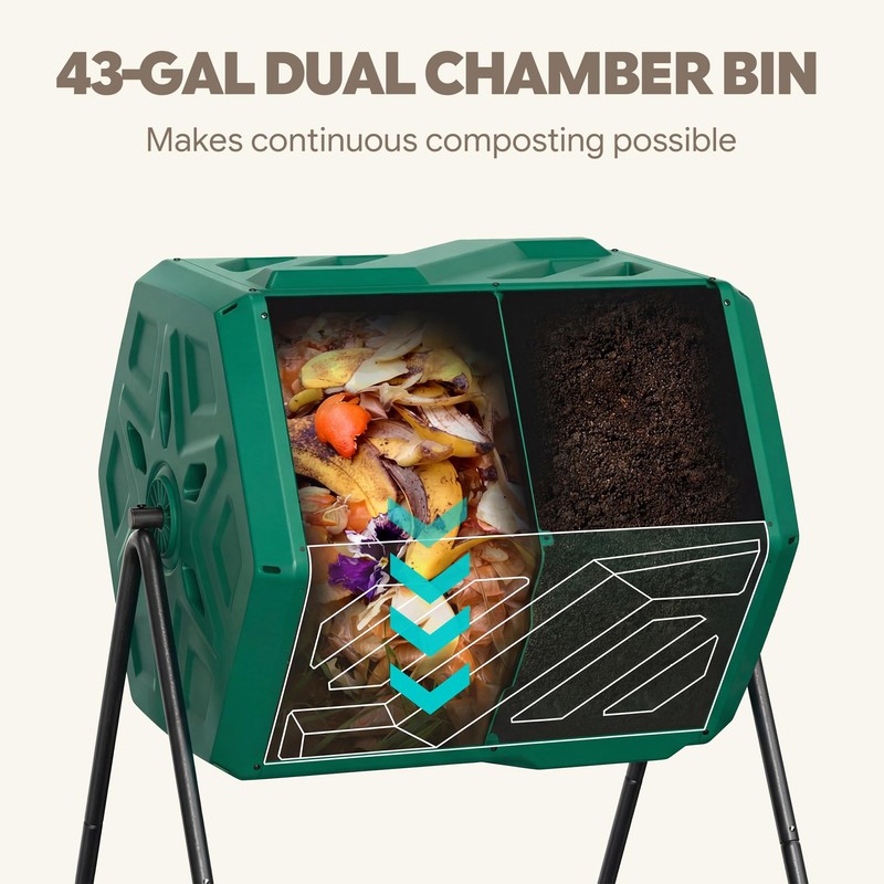 Werph 43 Gallon Compost Bin with Gloves, Fast Assembly &