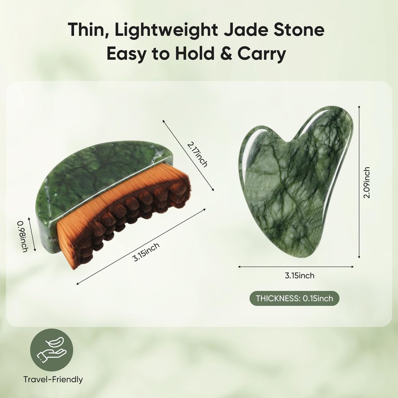 Lymphatic Contour Brushes & Jade Gua Sha Set, 2 in
