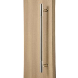 STRONGAR Modern & Contemporary Round Bar/Ladder/H-Shape Style 600mm / 24 inches Push-Pull Stainless-Steel Door Handle - Middle Brushed Satin Finish/Ends-Polished Chrome