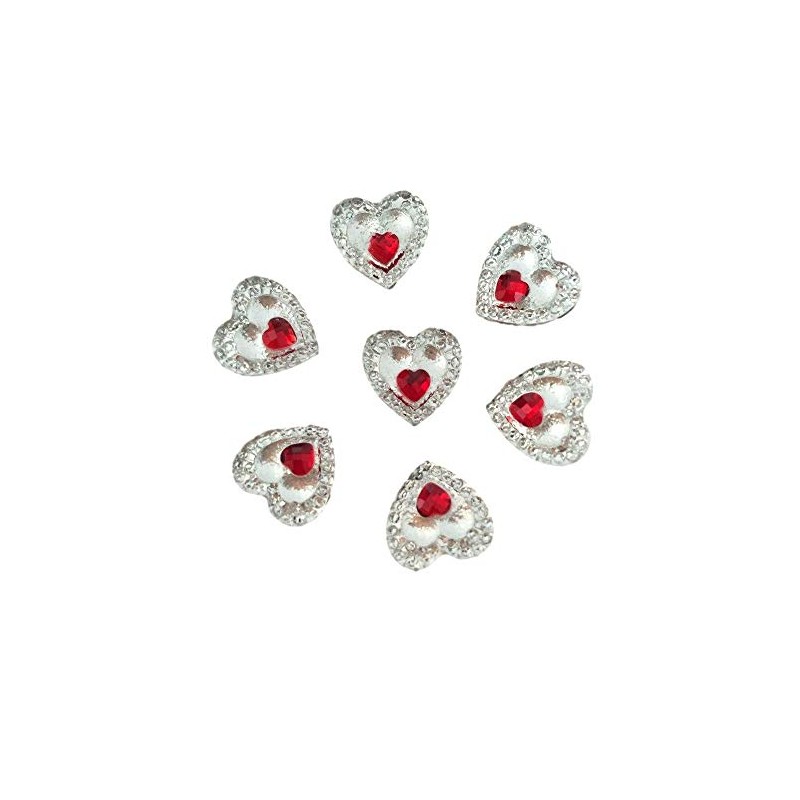 40 x Clear Heart Resin Crystals with Mini Coloured Heart