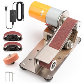 SI FANG Electric Mini Belt-Sander Knife Sharpener, 7 Speeds Portable Bench Grinder Sanding Machine, DIY Tool for Knife Sharpening, Metal Wood Working, Crafts