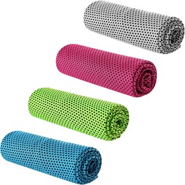 Harukita Cooling Towel, Cooling Towel, Cooling Towel, Countermeasure Against Heat, Maintains Coolness, Sweat Absorbent, Quick Drying, Cooling Towel, Neck Cooler, Summer, Outdoor, Sports, Set of 4 Colors