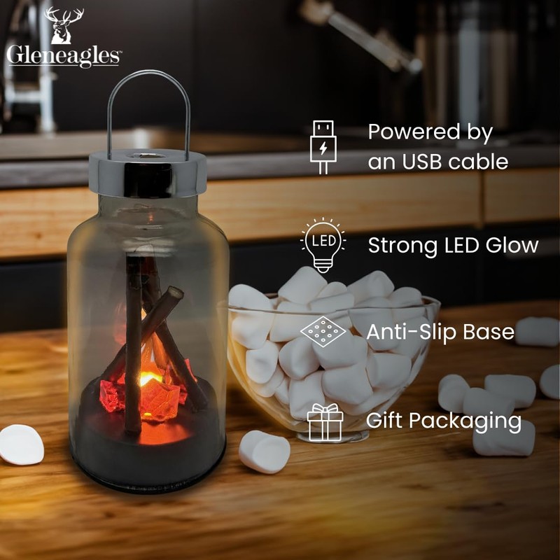 Cello Gleneagles Campfire Large LED Lantern, USB Powered, Realistic Flame
