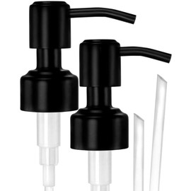 JASAI Durable 304 Stainless Steel Soap Dispenser Pump, Rustproof Black Satin Soap Dispenser Pump Replacement for Regular Mouth(2 Pack)