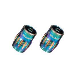 Granite Juicy Nipple Valve Cap with Valve Core Removing Function, Tire Valve Caps Dust Covers for Bikes and Vehicles, Durable Alloy Schrader Valve Cap, 2-Piece Set (Oil Slick)