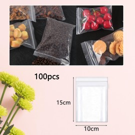 huruirui 10 x 15 cm Ziplock Bags, Pack of 200 Zip Bags, Resealable Transparent Plastic Bags, Small Sealing Bag, Zip Bag Set, Small, Waterproof, 100 μm