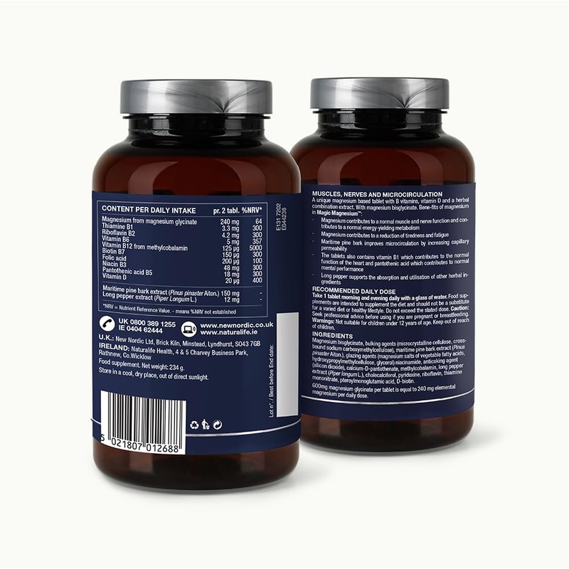 New Nordic Magic Magnesium Glycinate 600mg, 3 Month Supply, Supports