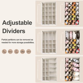 TOPIA HOME Shoe Organizer for Closet, Foldable Shoe Box with Adjustable Dividers and Clear Cover, Space Saving Shoe Storage Organizer Cabinet with Reinforced Handles, Fits 20 Pairs, Beige TP10Y