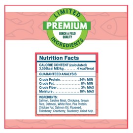 Bench & Field Holistic Natural Salmon & Triple Berry Dog Treats | Crunchy Bone-Shaped Bites | Antioxidant Blend, 10-Ounce Bottle