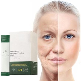 Bluemega Máscara Nocturna Colágeno Reafirmante Antienvejecimiento, Verde 20 Máscaras, Hidratante, Sin Lavado, Portátil, Para Mujeres y Hombres,Apto para todo tipo de piel