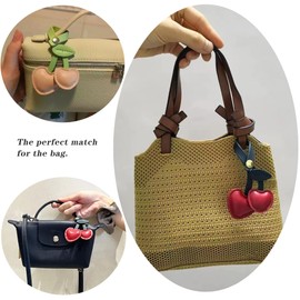Cherry Keychain for Women,Cherry Bag Charm, Cute Cherry Charm for Purse Handbags Bag Accessories PU pink Cherry Key Charms.