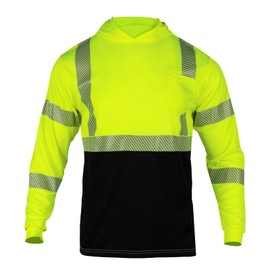 FONIRRA Safety Reflective High Visibility Long Sleeve T Shirts with Hood for Men Construction Work ANSI Class 3(Yellow_,XL)