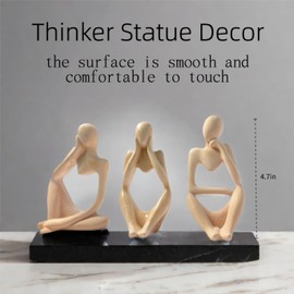 tsevdesno 3 Pcs Yellow Thinker Statue Living Room Decor,Sandstone Modern Decor Abstract Sculpture,Decorations for Home,Bedroom,Shelf,Office (Saffron Yellow)