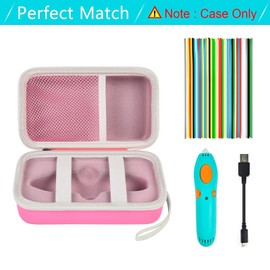 ANKHOH Case Compatible with 3Doodler Start+ Essentials (2023) for 3D Pen Set for Kids, Storage Organizer Holder for Printing Filament Refill and Micro-USB Charger, Pink-Bag Only