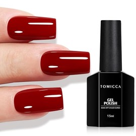 TOMICCA UV Nagellack Tiefrot, 15ml Tiefrot Gel-Nagellack, UV LED Soak Off Manicure Gel Lacquer Varnish