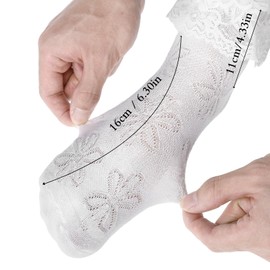 Tyqour 2 Pairs White Lace Socks, Women's Ruffle Socks for Women, Lace Socks with Ruffles, Soft Cotton Socks, Cute Lace Socks, Ruffle Socks Set, Cute Ballet Socks for Girls