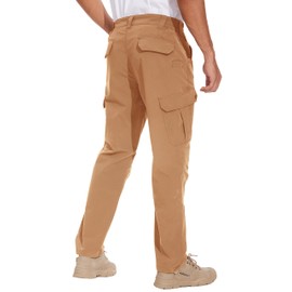 NATUVENIX Tactical Pants for Men, Water Resistant Hiking Cargo Pants Lightweight Outdoor Work Pants for Men Ripstop Khaki