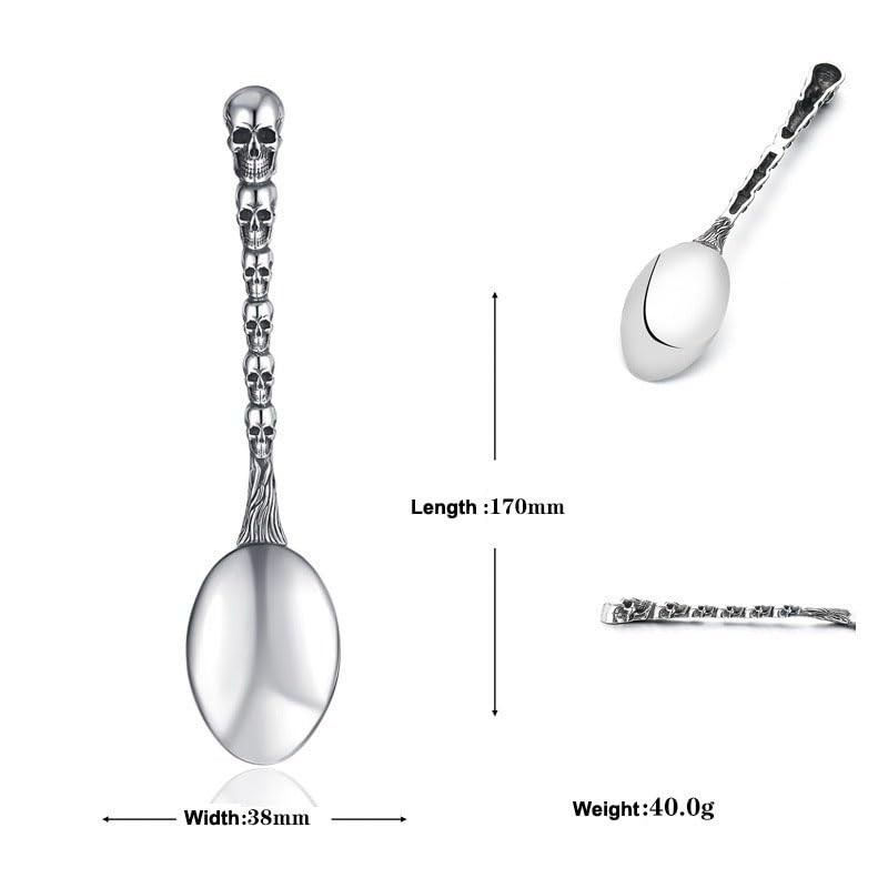 Skull Motif Serving Spoon Fork Set, Premium Stainless Steel Fork