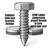100 PCs #8 EPDM Bonded Sealing Washers, 304 Stainless Steel