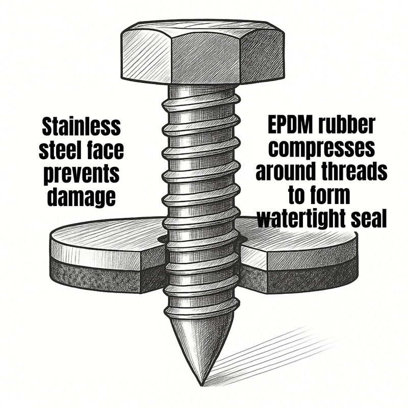 100 PCs #8 EPDM Bonded Sealing Washers, 304 Stainless Steel