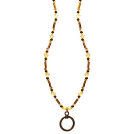 Calabria Glasses Necklace 20 Inch Gold Yellow Brown Beeds Women Trendy Eyeglass Holder Ring Sunglass Chain Reader Cord Loop