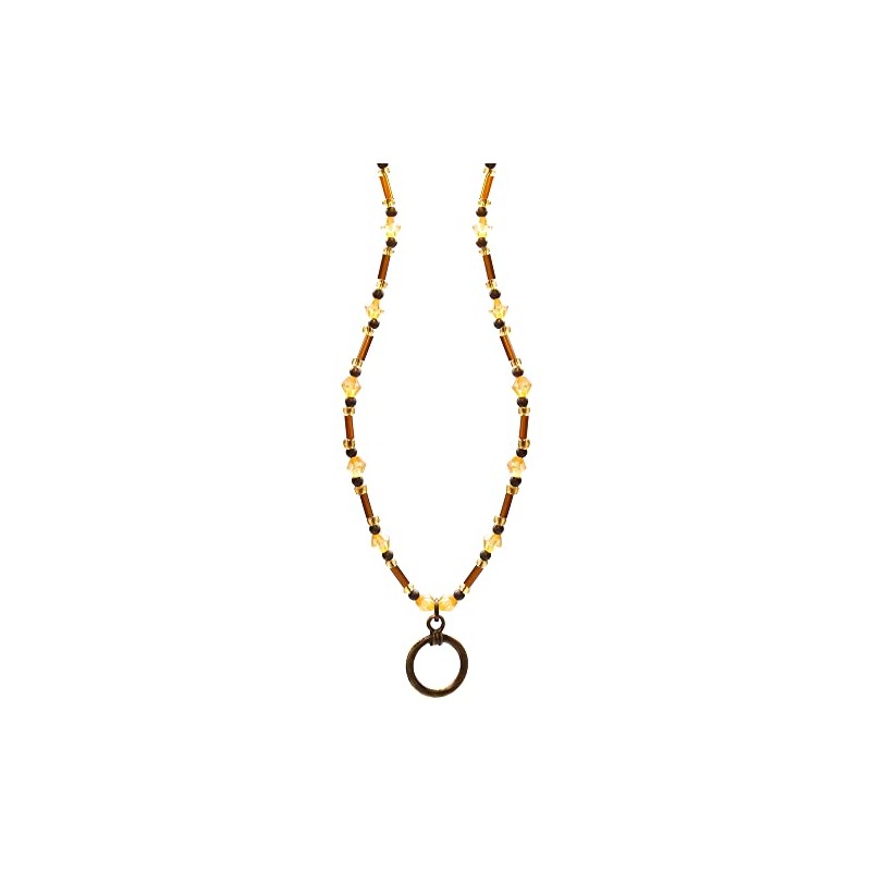 Calabria Glasses Necklace 20 Inch Gold Yellow Brown Beeds Women