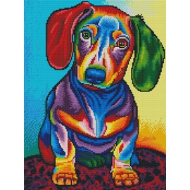 Gofission Pre Printed Cross Stitch Kits Color Dog, DIY 11 Count Stamped Embroidery Set 14x18 inch Fabric with Accessories Needlework Home Wall Decor (Puppy)