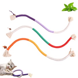 Catnip Toys for Indoor Cats, Snaky Rope Toys with Gall Fruit for Cat Playing Chewing Teeth-Cleaning, Interactive Cat Chew Toy in Assorted Colors for Teething Pets, 3Pcs, No-Squeaky,gall fruit cat toy