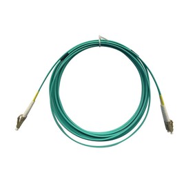 Monoprice OM4 Fiber Optic Cable - LC/LC, UL, 50/125, Multi Mode, 10GB, OFNR, Corning, 5 Meter, Aqua