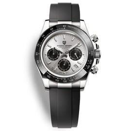 Pagani Design Men's Quartz Watches Multifunction Chronograph Watches Japan VK63 Quartz Movement Stainless Steel Case Ceramic Bezel 100 Meters Waterproof Business Sports Watches, Pd-1664-silver, Strap.