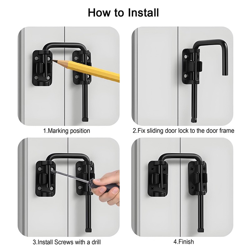 Patio Sliding Door Loop Lock, Thickened Anti-Rust Sliding Gate Latch
