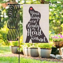 Swooflia Garden Flag Small Cute Funny Dog Yard Flag for Outside Decor Burlap Garden Banner 12x18 Inch Double Sided