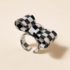 xuzhiyuan Colorful Checkerboard Bow Statement Ring Acrylic Plaid Open Ring